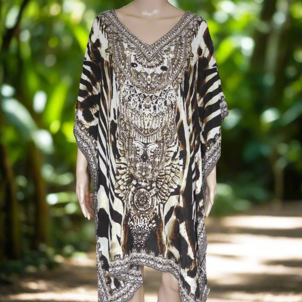 Zulu Short silk Embellished Kaftan