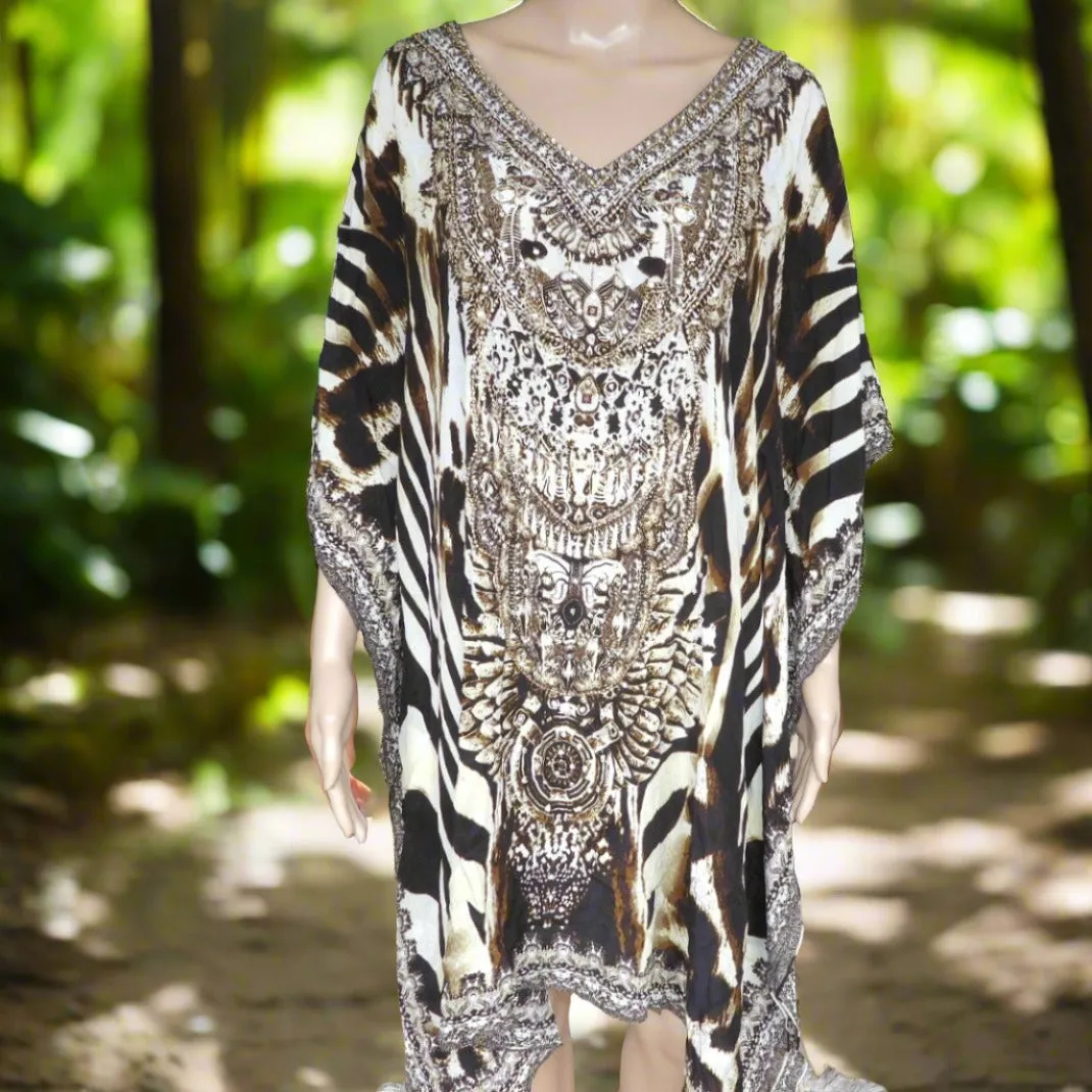 Zulu Short silk Embellished Kaftan